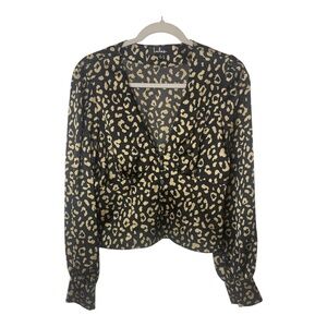 Lulus‎ Cambera Black Leopard Print Button-Up Blouse